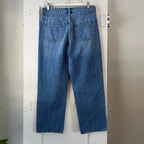 Vince Camuto Women’s Patchwork Straight Leg Jeans with Red Floral Lining - Picture 2 of 11